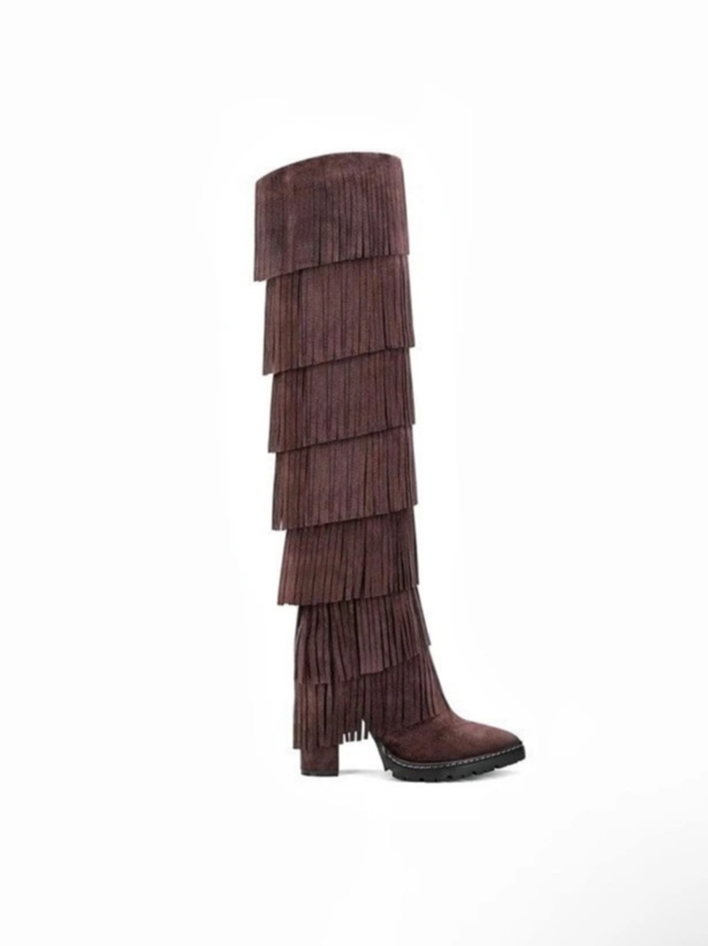 Fringe Over-the-Knee Boots in Brown by IAMJENNIFERLE size 7